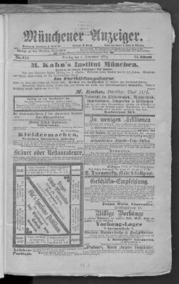 Münchener Anzeiger (Münchner neueste Nachrichten) Dienstag 2. September 1879