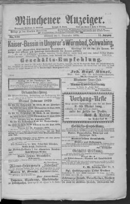 Münchener Anzeiger (Münchner neueste Nachrichten) Mittwoch 3. September 1879