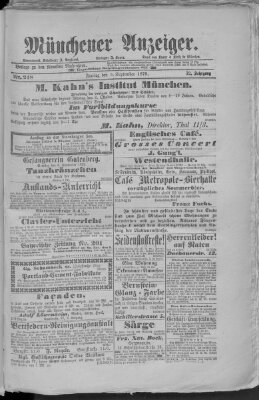 Münchener Anzeiger (Münchner neueste Nachrichten) Freitag 5. September 1879