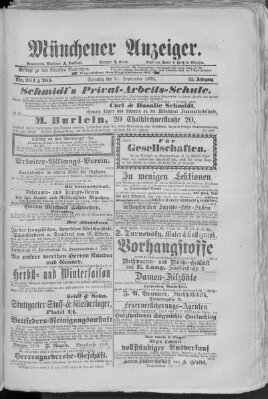 Münchener Anzeiger (Münchner neueste Nachrichten) Sonntag 21. September 1879