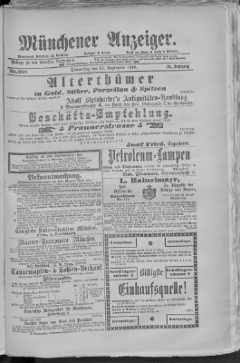 Münchener Anzeiger (Münchner neueste Nachrichten) Donnerstag 25. September 1879