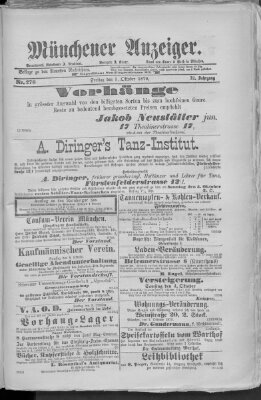 Münchener Anzeiger (Münchner neueste Nachrichten) Freitag 3. Oktober 1879