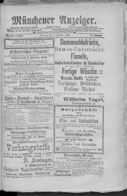 Münchener Anzeiger (Münchner neueste Nachrichten) Sonntag 5. Oktober 1879