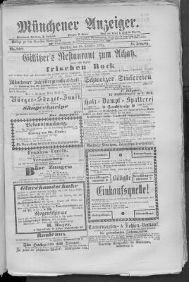 Münchener Anzeiger (Münchner neueste Nachrichten) Samstag 25. Oktober 1879