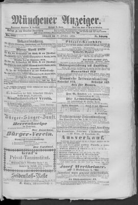 Münchener Anzeiger (Münchner neueste Nachrichten) Mittwoch 29. Oktober 1879