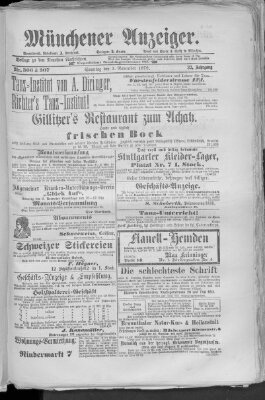 Münchener Anzeiger (Münchner neueste Nachrichten) Sonntag 2. November 1879