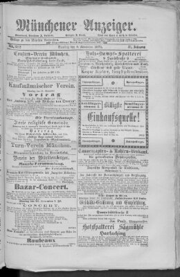 Münchener Anzeiger (Münchner neueste Nachrichten) Samstag 8. November 1879