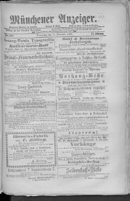 Münchener Anzeiger (Münchner neueste Nachrichten) Donnerstag 13. November 1879