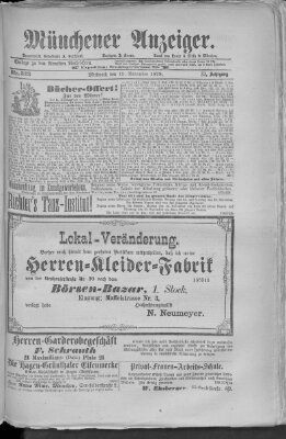 Münchener Anzeiger (Münchner neueste Nachrichten) Mittwoch 19. November 1879