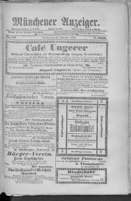 Münchener Anzeiger (Münchner neueste Nachrichten) Samstag 22. November 1879