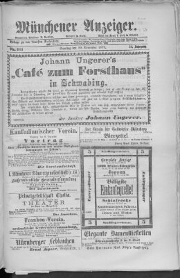 Münchener Anzeiger (Münchner neueste Nachrichten) Samstag 29. November 1879