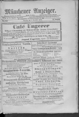 Münchener Anzeiger (Münchner neueste Nachrichten) Dienstag 2. Dezember 1879