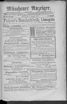 Münchener Anzeiger (Münchner neueste Nachrichten) Sonntag 14. Dezember 1879