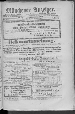 Münchener Anzeiger (Münchner neueste Nachrichten) Donnerstag 18. Dezember 1879