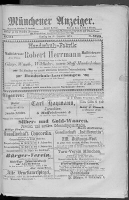 Münchener Anzeiger (Münchner neueste Nachrichten) Samstag 20. Dezember 1879