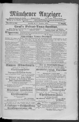 Münchener Anzeiger (Münchner neueste Nachrichten) Sonntag 21. Dezember 1879