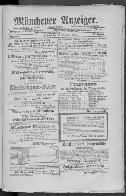 Münchener Anzeiger (Münchner neueste Nachrichten) Mittwoch 24. Dezember 1879