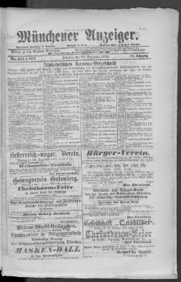 Münchener Anzeiger (Münchner neueste Nachrichten) Sonntag 28. Dezember 1879