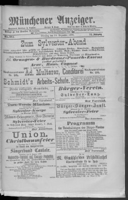 Münchener Anzeiger (Münchner neueste Nachrichten) Dienstag 30. Dezember 1879