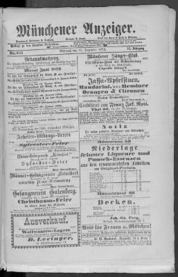 Münchener Anzeiger (Münchner neueste Nachrichten) Mittwoch 31. Dezember 1879