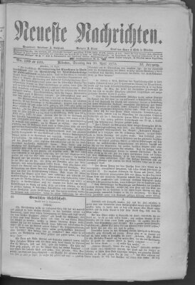 Neueste Nachrichten (Münchner neueste Nachrichten) Sonntag 20. April 1879