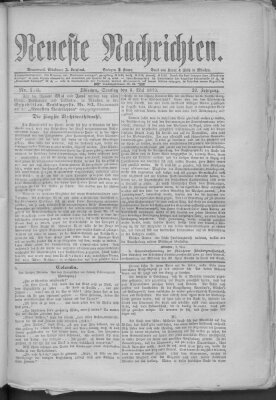 Neueste Nachrichten (Münchner neueste Nachrichten) Samstag 3. Mai 1879