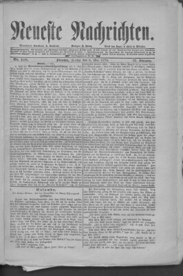 Neueste Nachrichten (Münchner neueste Nachrichten) Freitag 9. Mai 1879