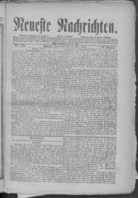 Neueste Nachrichten (Münchner neueste Nachrichten) Donnerstag 15. Mai 1879