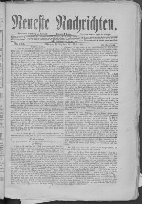 Neueste Nachrichten (Münchner neueste Nachrichten) Freitag 23. Mai 1879