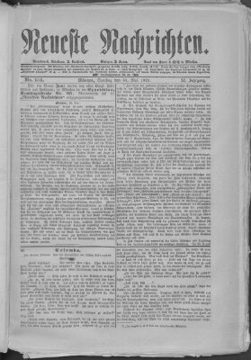 Neueste Nachrichten (Münchner neueste Nachrichten) Samstag 31. Mai 1879