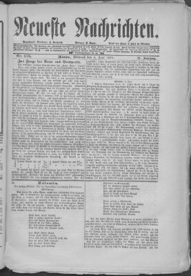 Neueste Nachrichten (Münchner neueste Nachrichten) Mittwoch 4. Juni 1879