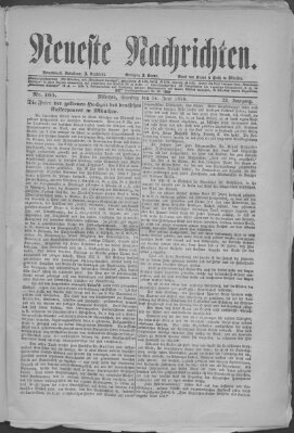 Neueste Nachrichten (Münchner neueste Nachrichten) Samstag 14. Juni 1879