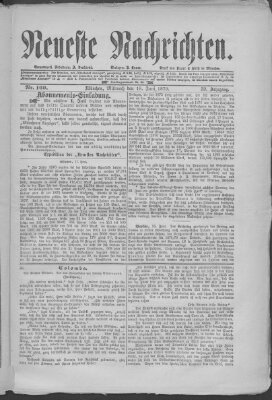 Neueste Nachrichten (Münchner neueste Nachrichten) Mittwoch 18. Juni 1879