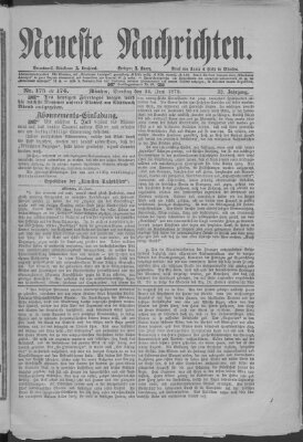 Neueste Nachrichten (Münchner neueste Nachrichten) Tuesday 24. June 1879