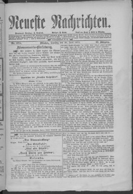 Neueste Nachrichten (Münchner neueste Nachrichten) Samstag 28. Juni 1879