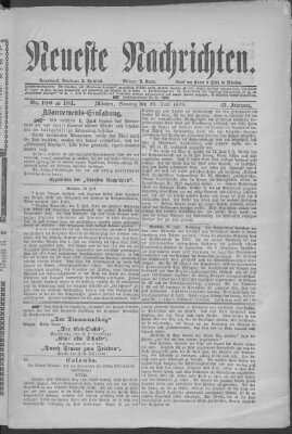 Neueste Nachrichten (Münchner neueste Nachrichten) Sonntag 29. Juni 1879