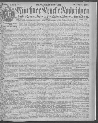 Münchner neueste Nachrichten Freitag 12. März 1897