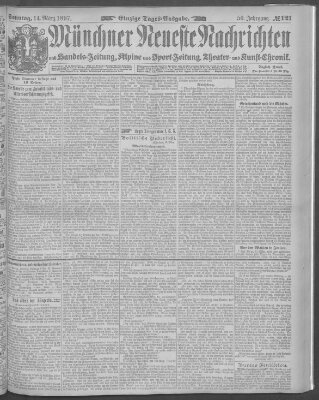 Münchner neueste Nachrichten Sonntag 14. März 1897