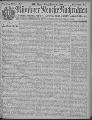 Münchner neueste Nachrichten Dienstag 2. Februar 1897