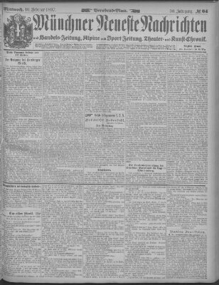 Münchner neueste Nachrichten Mittwoch 10. Februar 1897