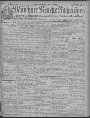 Münchner neueste Nachrichten Mittwoch 10. Februar 1897