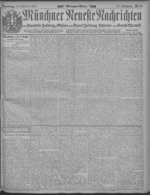 Münchner neueste Nachrichten Samstag 13. Februar 1897