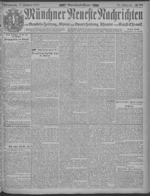 Münchner neueste Nachrichten Mittwoch 17. Februar 1897