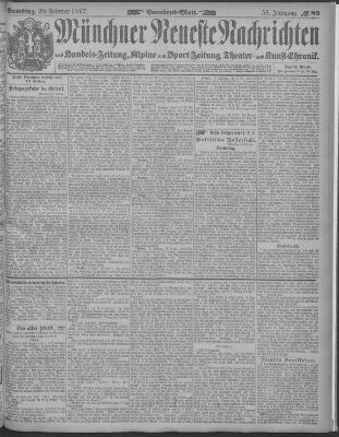 Münchner neueste Nachrichten Samstag 20. Februar 1897