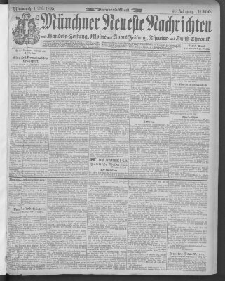 Münchner neueste Nachrichten Mittwoch 1. Mai 1895