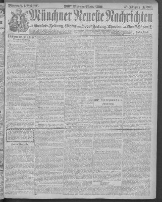 Münchner neueste Nachrichten Mittwoch 1. Mai 1895