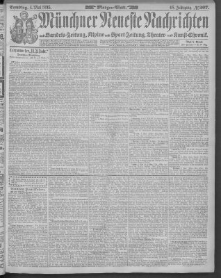 Münchner neueste Nachrichten Samstag 4. Mai 1895