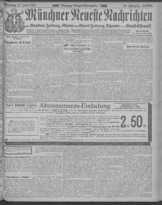 Münchner neueste Nachrichten Montag 17. Juni 1895