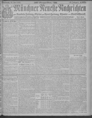 Münchner neueste Nachrichten Mittwoch 19. Juni 1895