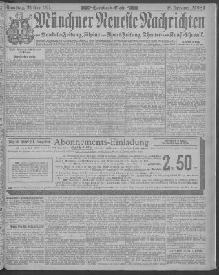 Münchner neueste Nachrichten Samstag 22. Juni 1895